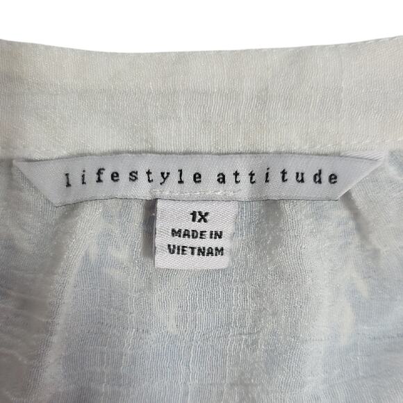 Womens 1X Embroidered Sleeves Bohemian Gauzy Sheer Fairy Resort Lace White Top - Picture 3 of 12